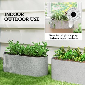 Outsunny Set 2 ghivece suspendate jardiniere cu orificiu de scurgere și cârlige 42 x 16 x 15 cm gri deschis | Aosom Romania