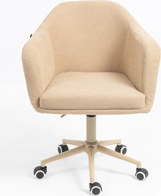 HR832K Scaun Catifea Reiată Premium culoare Bej Ghimbir cu Bază Crem