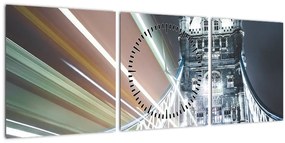 Tablou cu Tower Bridge (cu ceas) (90x30 cm)