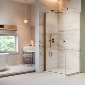 Cabina de dus dreptunghiulara cu usa batanta Radaway Nes KDJ I 100x70 cm finisaj cupru periat-transparent stanga