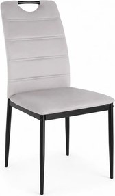 Scaun RIP, gri deschis/negru, stofa catifelata/metal, 44x38x92 cm