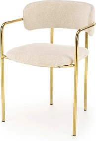 Scaun K537, crem/auriu, stofa clasica/metal, 54x56x76 cm