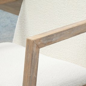 HOMCOM Scaun Balansoar Minimalist cu Pernuțe pentru Scaun și Spătar, Scaun pentru Sufragerie din Lemn de Caucciuc, Pluș și Spumă, 60x81x71 cm, Crem | Aosom Romania