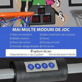 HOMCOM Coș de Baschet cu Panou LED, Pompă, 2 Coșuri, 4 Mingi și 8 Moduri de Joc, 205x110x205 cm, Negru | Aosom Romania