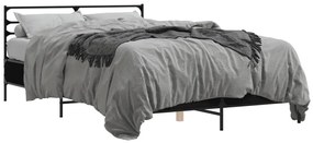 3280077 vidaXL Cadru de pat, negru, 140x190 cm, lemn prelucrat și metal