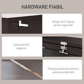 HOMCOM Birou Modern Pliabil cu Bibliotecă și Tablă, din Lemn și Metal, 98x51x153 cm, Maro | Aosom Romania