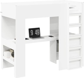 vidaXL Cadru de pat supraetajat cu birou Alb 90 x 190 cm Lemn compozit
