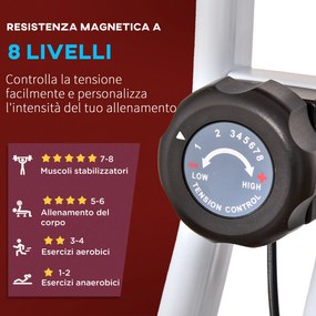 HOMCOM Bicicletă Pliabilă Soozier, 5 Pozitii Reglabile, 8 Nivele Rezistență Magnetică, 43x97x109 cm, Roşu | Aosom Romania