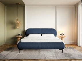 Pat matrimonial 180 cm Octave 180B (cu somieră) (albastru marin + negru). 1099976