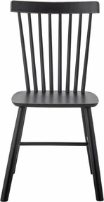 Scaun dining din lemn, negru, cu spătar din opt spițe și traverse în H, finisaj patinat, 92 x 50 x 50 cm, „Mill”