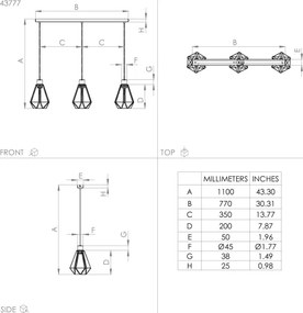 Lustră pe cablu ADWICKLE 3xE27/40W/230V Eglo 43777