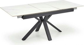 Masa extensibila PLATAN, alb cu efect de marmura/negru, piatra sinteri