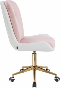 HR690K Scaun Velvet&amp;soft Piele Pu Roz Pudră/Alb Bază Aurie