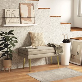 HOMCOM Bancă bancută cu spațiu de depozitare 2 în 1, șezut cu aspect de catifea și picioare din oțel - 79,5L x 37,5P x 43Î cm bej și aurit | Aosom Romania