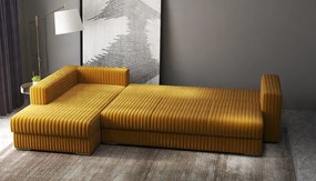 Colțar extensibil dumonde cu ladă de depozitare si sezut confortabil din spuma high-density, Gloria Ambience Mustar 320x183 cm
