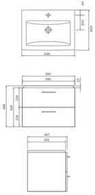 Cersanit S801-148-DSM - Mobilier de baie suspendat LARA 60 cm cu lavoar, nuc