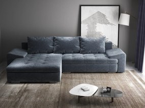 Colțar extensibil dumonde cu ladă de depozitare si sezut confortabil din spuma high-density, Leonardo Euphoria Grafit 260x185 cm