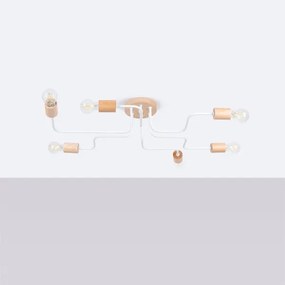 Lustră aplicată Sollux SL.1666 TIMBO 6xE27/15W/230V alb/bej/fag