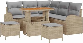 vidaXL Set de canapele pentru grădină cu pernă 8 pcs Bej poliratan