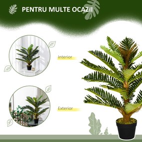 HOMCOM Plantă Artificială de Palmă cu 18 Frunze și Vas Inclus pentru Interior, Înălțime 85 cm, Verde | Aosom Romania