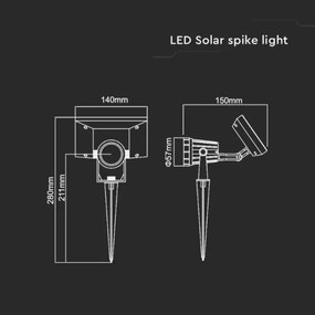 Corp de iluminat LED solar SPIKE LED/2W/5,5V IP65 3000K