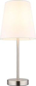 Lampa de masa metal nickel abajur textil alb JORIS