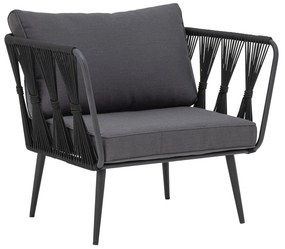 Fotoliu de exterior, negru, din metal, Pavone