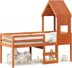 vidaXL Pat înalt de dormitor, maro ceruit, 90x190cm, lemn masiv de pin