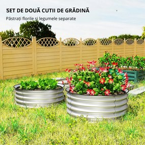 Outsunny Set 2 Paturi Înălțate de Gradină, Jardiniere Exterior cu Margine Protecție, Ideal pentru Flori și Legume, Design Ergonomic | Aosom Romania