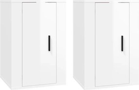 vidaXL Dulapuri TV montaj perete 2 buc. alb extralucios 40x34,5x60 cm