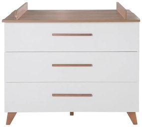Comodă de copii albă/în culoare naturală joasă cu aspect de lemn de stejar cu masă de schimbat 110x98 cm – Roba