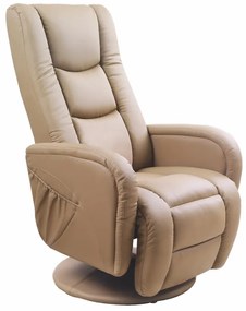 Fotoliu recliner cu functie de masaj Pulsar piele ecologica bej H106 cm