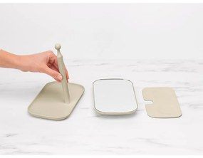 Oglinda cu suport pentru accesorii Brabantia ReNew 1006271, 28.3x20x12.6 cm, Baza antiderapanta, Reglabila la 360°, Bej