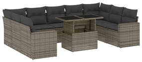 3267480 vidaXL Set mobilier de grădină cu perne, 10 piese, gri, poliratan