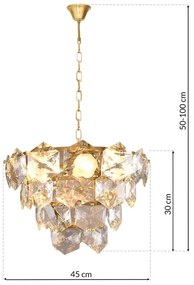 Lustră pe lanț DIANA 6xE14/40W/230V aurie