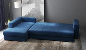 Colțar extensibil dumonde cu ladă de depozitare si sezut confortabil din spuma high-density, Gloria Zoom Blue II 320x183 cm