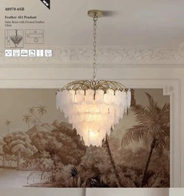 Candelabru alama lucios sticla mata Feather 6Lt