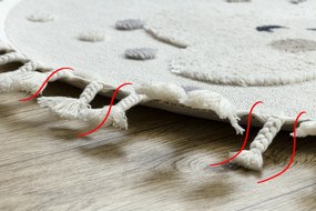 Covor YOYO EY78 cerc alb / bej - Nor, Curcubeu, puncte pentru copii, Franjuri - SECUNDAR-COTATI PRODUSUL