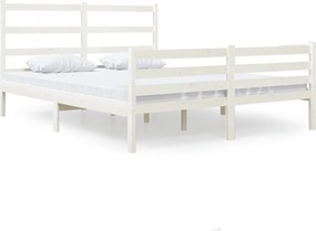 vidaXL Cadru de pat mic dublu, alb, 120x190 cm, lemn masiv de pin