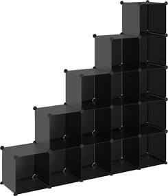 vidaXL Organizator cub de depozitare, 15 cuburi, negru, PP