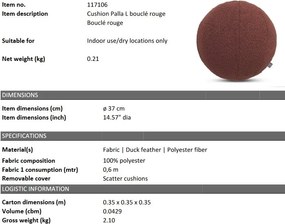 Perna decorativa LUX Palla L, Boucle rouge