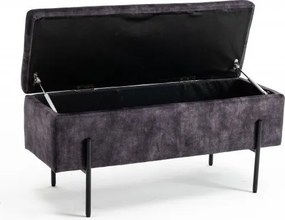 Bancheta cu spatiu de depozitare Loft 100cm, catifea gri
