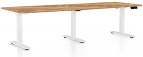 Masă înălțime reglabilă OfficeTech Long, 240 x 80 cm, picioare albe, stejar auriu