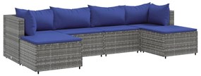 3308247 vidaXL Set mobilier de grădină cu perne, 6 piese, gri, poliratan