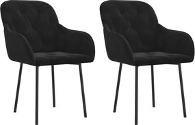 vidaXL Scaune de bucătărie, 2 buc., negru, catifea