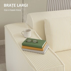 HOMCOM Canapea 3 Locuri Extra Profundă 65 cm, Modulară Fără Structură cu Perne Groase, Cotiere Largi și 2 Perne, Sofá Modern din Catifea pentru Living și Sufragerie, Bej | Aosom Romania