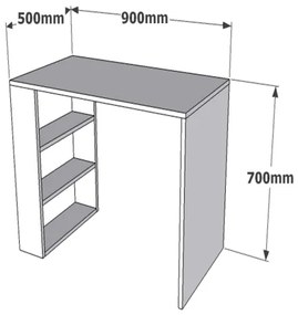 Masă de lucru COOL 70x90 cm albă