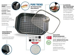 Elo 82660 Tigaie cu capac din sticlă și mâneraromat Pure Trend 40 x 26 cm