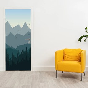 Fototapet pentru ușă - Peisaj montan grafică (95x205cm)