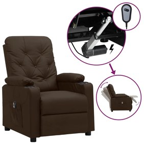 vidaXL Fotoliu rabatabil electric, maro, piele ecologică